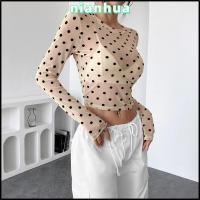 ราคา เหนียนฮวา เสื้อยืดแขนยาว ลายจุดแฟชั่นซีทรูด้านบน คอกลมผ้าเชียร์สลิมฟิตเทศกาลด้านบน (55712719200)