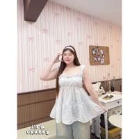 ราคา มินิเดรสสายเดี่ยว งานผ้าฉลุดอกไม้น่ารักๆ ตัวมินิเดรส สม็อคหลังยืดเยอะ สาวอวบ อก 38 50 (56610533188)