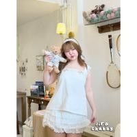 ราคา งานใหม่ สาวอวบพร้อมส่ง เสื้อสายเดี่ยวตัวเสื้อดีเทลผ่า ข้างไม่ติดสะโพก อก 38 50 (41931010260)