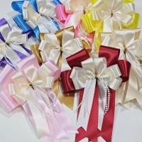 ราคา B05 โบว์ผ้าประดับมุกเส้น ขนาดสำเร็จ 5x7 นิ้ว สำหรับตกแต่งของขวัญปีใหม่ กระเช้าของขวัญ (48153179413)