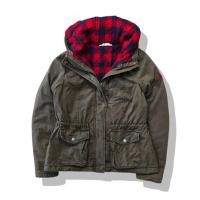 ราคา Hollister Women Military Zip Up Flannel Lined Hooded Jacket รอบอก 44 (41927441653)