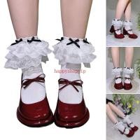 ราคา Zuo น่ารัก Frilly ถุงเท้าข้อเท้าสําหรับผู้หญิง Bowknot Accent ญี่ปุ่น Elegant นักเรียน Layered ลูกไม้ Ruffle Trim ถุงเท้าผ้าฝ้าย (24692376918)