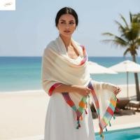 ราคา ZENZON ผ้าพันคอผ้าลินิน Rainbow Border Color Block ฤดูร้อนผ้าคลุมไหล่ Holiday Stole Tasseled น้ําหนักเบา Breathable Beach Wrap Fashionistas (47912220242)