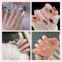 ราคา 24ชิ้นเล็บปลอมฝรั่งเศสกดด้วยสติกเกอร์กาวบนเล็บเล็บเล็บปลอมชุด (47708789674)