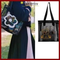 ราคา จัดส่งจากประเทศไทยSWEETYX Beach Tote Bag Nylon Mesh Wash Bag Fashion Flower Cartoon with Zipper Shoulder Sling Bags Woman (40131803227)