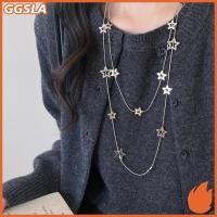 ราคา GGSLA Sliver สี Hollowed out Five pointed Star ยาว Double layered Nelace สําหรับผู้หญิงอารมณ์บุคลิกภาพเสื้อกันหนาวใหม่ (53212099847)