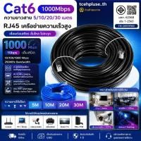 ราคา สายแลน Cat6 1Gbps ทนงอ ติดตั้งง่าย รองรับ 10 100 1000Mbps UTP RJ45 สำหรับเราเตอร์ กล้องวงจรปิด PC Smart TV ยาว 5 30m tcehpluse th (47463350242)