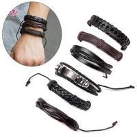 ราคา ยังไงก็ตาม 6 ชิ้น เซ็ตวินเทจผู้ชายสร้อยข้อมือหลายหนังเชือกขี้ผึ้งเชือกถักสร้อยข้อมือ (55611866290)