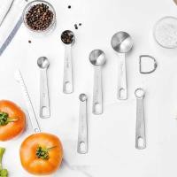 ราคา 6pcs Stainless Steel Measuring Spoon Measuring Cup Set Measuring Cups Spoons Kitchen Baking Cooking (42001680534)