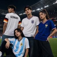 ราคา World Cup Football Jersey เสื้อบอลเวิลด์คัพทีม เสื้อกีฬาคอวีแขนสั้น พิมพ์ลาย แฟชั่นเชียร์บอล ชาย หญิง เสื้อออกกำลังกาย (49012372376)