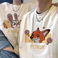 ราคา ลายกระต่ายและจิ้งจอกน่ารัก เสื้อยืดชาย Fox and Rabbit ผู้หญิง คอกลม สีดำ สีขาว ผ้าฝ้าย วัยผู้ใหญ่ ชุดคู่รัก (55359790079)
