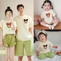 ราคา Mickey Cartoon Family Matching T shirt Cotton Half Sleeve Summer Tee for Parents Kids เสื้อคู่ครอบครัวมิกกี้ (52910699751)