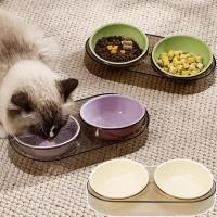 ราคา Anti tip ทนทานชามให้อาหารแมว Double slot Non slip Feed Bowl สําหรับสุนัขขนาดเล็กลูกแมวบ้าน Anti spill น้ํา (41582085364)