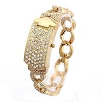 ราคา G D แฟชั่น Retro Flip สร้อยข้อมือนาฬิกาสายทอง Rhinestone นาฬิกาภาษาอังกฤษนาฬิกาผู้หญิง (56811929816)