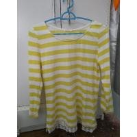 ราคา ลดราคา ยืดลำลอง ลายทาง สีเหลืองเขียวมะนาว แต่งชายลูกไม้ S M (26562068214)