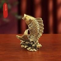 ราคา ทองเหลืองบริสุทธิ์ปลาคาร์พกระโจนเหนือประตูมังกรเครื่องประดับปลาคราฟห้องนั่งเล่นสำนักงานโต๊ะน้ำชาชาส (51212248402)