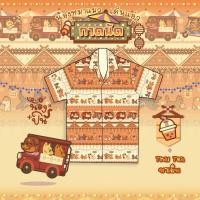 ราคา NONGPIN เสื้อลาย น้องหมาแมวเดินแอ่วกาดนัด สีส้มชาเย็น เสื้อฮาวายไหมอิตาลี่ (51509918787)