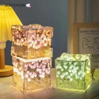 ราคา IFAYSHOW ทิวลิป Night Light อะคริลิค Excluding ของขวัญกระเป๋า LED ตกแต่ง Nights โคมไฟ Creative Magic Cube 21 ดอกไม้ Tulips ดอกไม้ตารางโคมไฟของขวัญวันเกิด (57312909065)