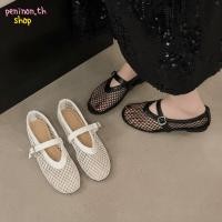 ราคา เพนกวิน 1คู่รองเท้าแหอวน หัวเข็มขัดตรงออกแบบตัดออกฤดูร้อนแมรี่เจนรองเท้า สบายๆเดินสบายแบนระบายอากาศรอบนิ้วเท้าแฟลตสํา (53361272748)
