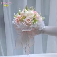 ราคา เพนกวิน ช่อดอกไม้แต่งงาน ช่อมือประดิษฐ์มุกโรแมนติก กุหลาบสีขาวแฟชั่นดอกไม้ผ้าไหมช่อดอกไม้เจ้าสาวหวานอุปกรณ์จัดงานแต่งงาน (46511292718)