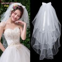 ราคา ผ้าคลุมหน้าเจ้าสาว PENINON ผ้าคลุมหน้าภาพงาช้างสีขาวสองชั้นพร้อมหวี (26405735536)