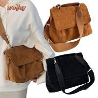 ราคา กระเป๋าสะพาย YOLANDA กระเป๋าสะพายข้างหนัง PU Suede กระเป๋า Tote Vintage Casual สายถอดได้ Outdoor (56963103843)
