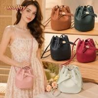 ราคา YOLANDA Simple Bucket Bag PU Leather Large Capacity Shoulder Bag Fashion Mini Solid Color Versatile Crossbody Bag Commuting Tote Bag (56613103967)