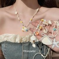 ราคา เชือกขี้ผึ้ง ปลาดาวหอยสร้อยคอมุกสําหรับสาวๆฤดูร้อนสดริมทะเลวันหยุดสไตล์ไหปลาร้าโซ่สําหรับผู้หญิง (25644716385)