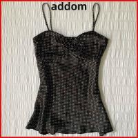 ราคา ADDOM Camisole Vest Polka Dot Backless Style Sling Top French Style Elegant Spaghetti Strap Sleeve Tanks Summer (57164256017)