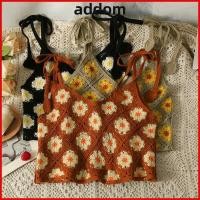 ราคา ADDOM ดอกไม้โครเชต์สลิง ดอกไม้แขนกุด Vintage ถัก Cutout เสื้อกั๊ก เย็บปักถักร้อย LACE up LACE up โครเชต์ Top ผู้หญิง (52814245642)