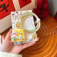 ราคา น่ารัก SpongeBob Charger Case 5 ชิ้นชุดสําหรับ iPhone 18W 20W การ์ตูนชาร์จ Protector (29134714900)
