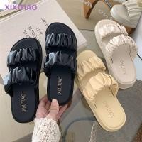 ราคา ขายร้อน แถบบาง พื้นนุ่มด้านนอกสวมกันลื่นสไตล์นางฟ้าจีบรองเท้าแตะคู่หญิงฤดูร้อนริมทะเลแฟชั่นรองเท้าแตะชายหาดรองเท้าแตะของขวัญวั (56364667225)
