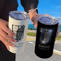 ราคา ขายร้อน Attack on Titan Wings of Freedom Thermos Cup with Straw Coffee Cup High value ins Portable Student Water Cup Birthday Gift Office (54614570824)