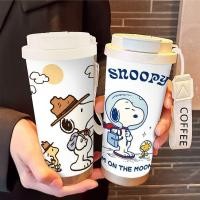 ราคา ขายร้อน Snoopy Thermos Cup Double Drinking Straw Couple Portable Female Stainless Steel High value Large capacity Student Hot Sale Cartoon Birthday Gift Office (54464575722)