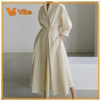 ราคา ชุดแต่งงาน ในสต็อก ชุดเดรสพร็อพขนาดบวกที่ขายดีที่สุดพร้อมคอปกโปโลแขนเก้าจุดหลวมและชายบาน (48962156351)