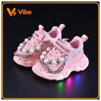 ราคา มีสินค้า รองเท้าผ้าใบมีไฟ นํา ของเด็กผู้หญิงสไตล์ใหม่รองเท้าเจ้าหญิงลําลองพื้นนิ่มพร้อมสายโซ่มุกสําหรับเด็กเล็กและเด็กวัยหัดเ (51611426439)