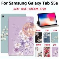 ราคา SAMSUNG TuyeสําหรับSamsung Galaxy Tab S5e 10 5 นิ้วแฟชั่นดอกไม้แท็บเล็ตTab S5e 10 5 SM T725 SM T720 คุณภาพสูงเหงื่อPUหนังลื่นฝาครอบSamsungกรณี (54212880420)