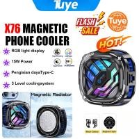ราคา Tuye X76 Magnetic Phone cooler heat sink ice cooling Fan หม้อน้ํา universal Fan for Mobile Gaming PUBG MLBB COD (47161373988)