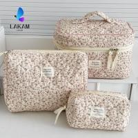 ราคา LAKAM Aesthetic Cosmetic Organizer Corduroy Large Capacity Floral Makeup Pouch Sweet Zipper Toiletry Bag Cosmetics (56461079135)