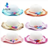 ราคา LAKAM หมวกฟาง หมวกกันแดดประดับดอกไม้แฮนด์เมด หมวกชายหาดปีกกว้างหวาน 3 7 ปี ชายหาด (52712118771)