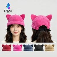 ราคา LAKAM Cat Ears Landlord Hat Adjustable Washed Old Brimless Hat Fashion Breathable Solid Color Beanie Hat Women (52011461181)