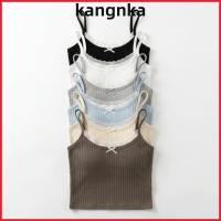 ราคา KANGNKA เสื้อลูกไม้ Cami สายสปาเก็ตตี้ Ribbed ถักสปาเก็ตตี้ Tank แฟชั่น Slim Fit แขนกุดสีทึบ Bralette TOP สวมใส่ด้านนอก (57162363298)