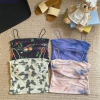 ราคา LACYSWVSK เสื้อกั๊กผีเสื้อ เสื้อชั้นในสตรีมัดย้อมยืดหยุ่นพร้อมแผ่นรอง ผ้าพันคอเก๋บางหวานท็อปส์พืชสตรี (57560454566)