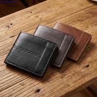 ราคา LACYSWVSK Men Card Wallet RFID Protection Large Capacity Business Short Wallet Solid Color PU Leather Two fold Design Coin Purse Integrated Short Wallet Gift (53106403577)