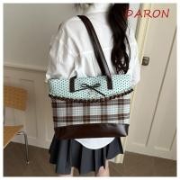 ราคา DARON กระเป๋าโท้ตลายสก๊อตลูกไม้ กระเป๋าถือผ้าลายจุดสีเขียวมิ้นต์ เทรนด์ Bowknot กระเป๋าสะพายผ้าความจุขนาดใหญ่ลําลอง (57809842512)