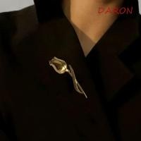 ราคา DARON เข็มกลัดดอกกุหลาบ หมุดปกหรูหราวินเทจ สวมใส่ทุกวันสีทอง 3D Layered Graceful Rose เข็มกลัดชุด (57160520903)