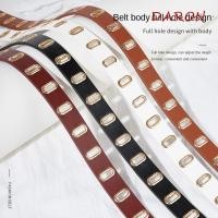 ราคา DARON เข็มขัดหนัง PU รอบหัวเข็มขัดผู้หญิงกลวง วินเทจ Y2K เข็มขัดเอวบางสไตล์เกาหลีผู้หญิง (53509547507)