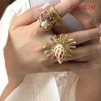 ราคา ต้ารอน ฤาษีปูงบแหวนปรับเปิดวงทอง โทนชุบ โบโฮ มหาสมุทรสัตว์เครื่องประดับ รุนแรงโลหะแกะสลักวินเทจโบราณเนื้อหอยสังข์ห่อแหวน (52810380424)