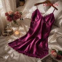 ราคา DARON ชุดนอนลูกไม้ Soft Bowknot ซาตินผ้าไหม Nightdress ชุดนอนแขนกุด Breathable Patchwork ผู้หญิงลูกไม้ Nightgown Night (51410622758)