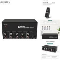 ราคา ONU RCA AUX Audio Switcher 4 in 1 Out เสียงสเตอริโอ 4X1 3 5 มม Aux L R RCA Audio Switch Box Analog Audio Selector B FEI (46515026699)